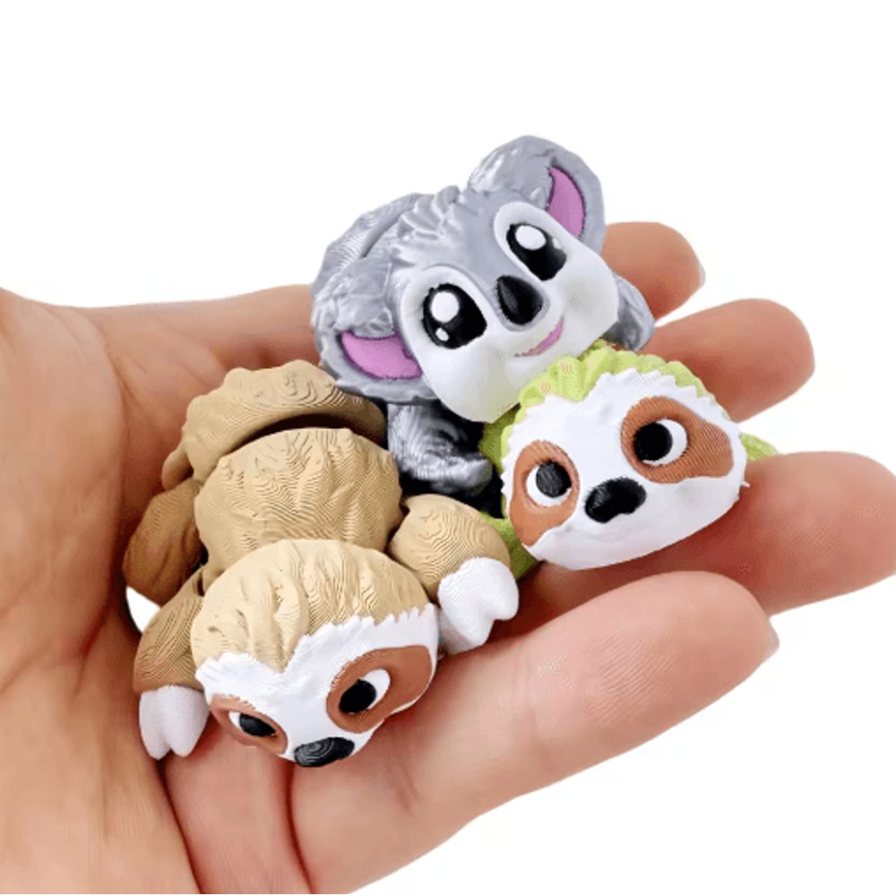 FlexiCritters Articulated Sloth Koala Figurines 3D Printed Cute Desk Decor 2