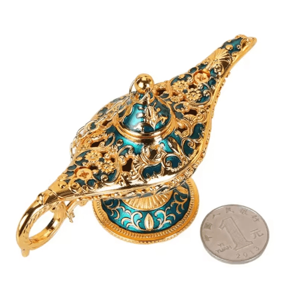 MystiqueGlow Aladdin Lamp Decor Vintage Metal Genie Lamp Ornament For Elegant Spaces 4