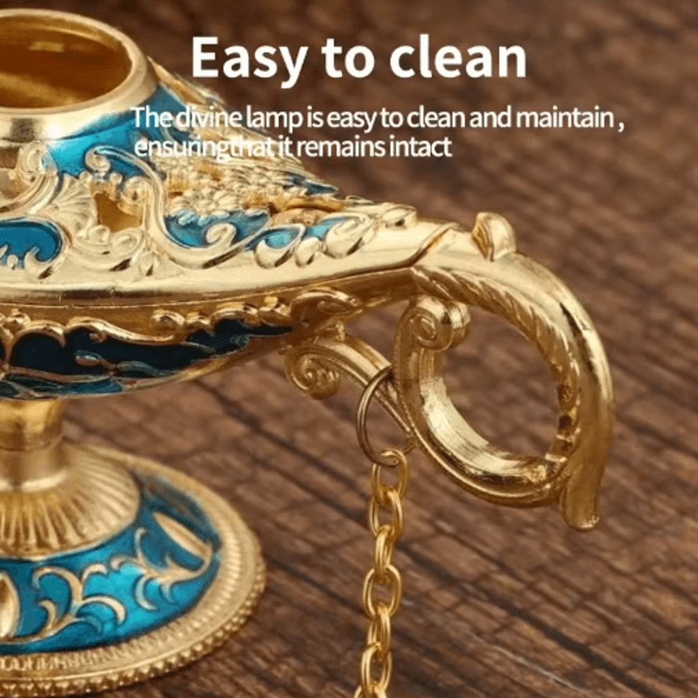 MystiqueGlow Aladdin Lamp Decor Vintage Metal Genie Lamp Ornament For Elegant Spaces 5