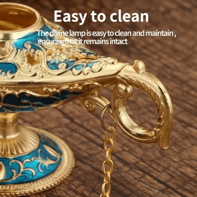 MystiqueGlow Aladdin Lamp Decor Vintage Metal Genie Lamp Ornament For Elegant Spaces 5