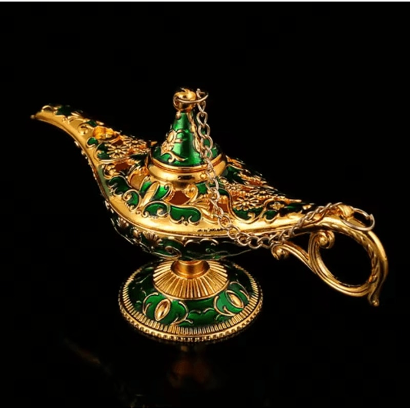 MystiqueGlow Aladdin Lamp Decor Vintage Metal Genie Lamp Ornament For Elegant Spaces 6