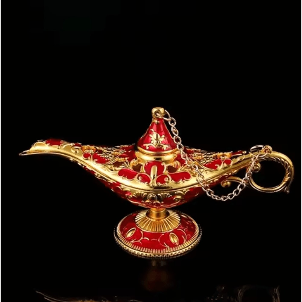 MystiqueGlow Aladdin Lamp Decor Vintage Metal Genie Lamp Ornament For Elegant Spaces 7