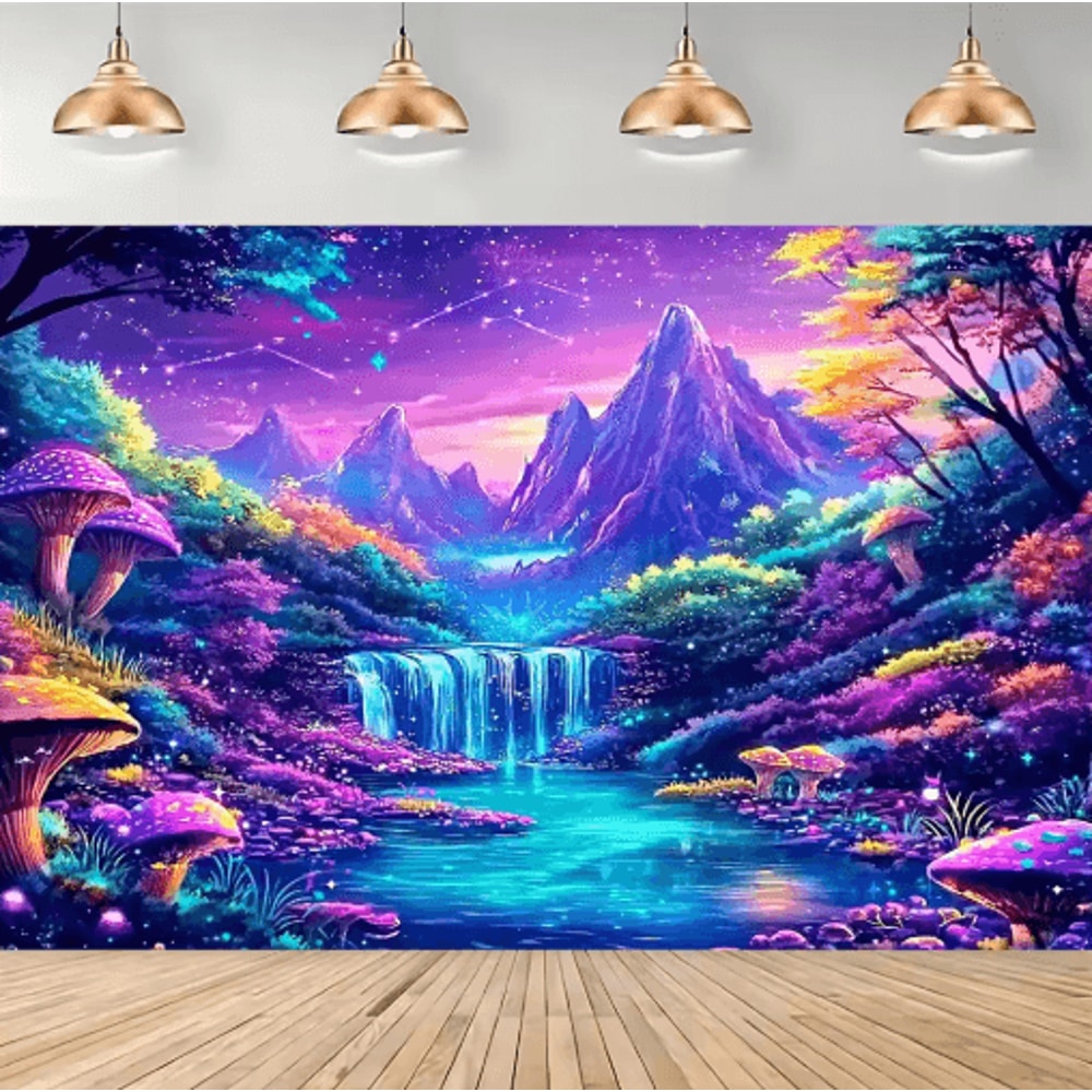 VIKAMA Fantasy Forest Glow Tapestry Blacklight Wall Decor For Dreamy Spaces 5