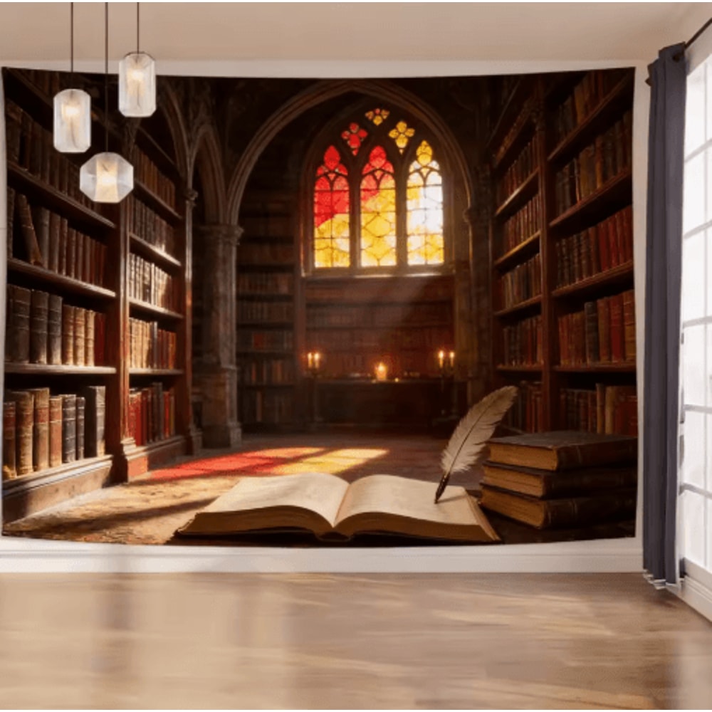 EtherealView Gothic Window Tapestry Lush Green Landscape Wall Hanging Decor 1