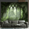 EtherealView Gothic Window Tapestry Lush Green Landscape Wall Hanging Decor 10