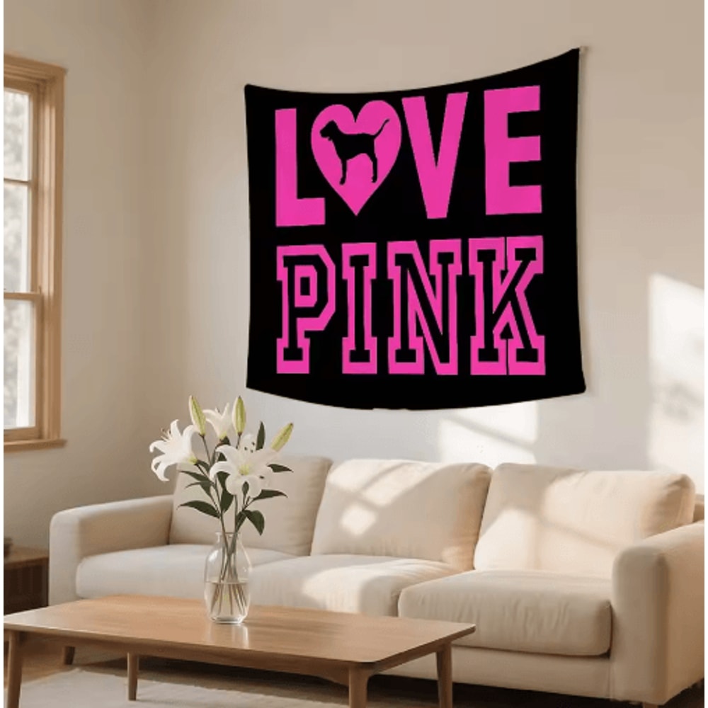 BlushLove Pink LOVE Tapestry Romantic Wall Hanging For Cozy Bedroom Decor 4