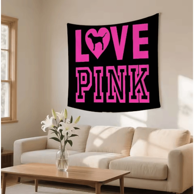 BlushLove Pink LOVE Tapestry Romantic Wall Hanging For Cozy Bedroom Decor 4