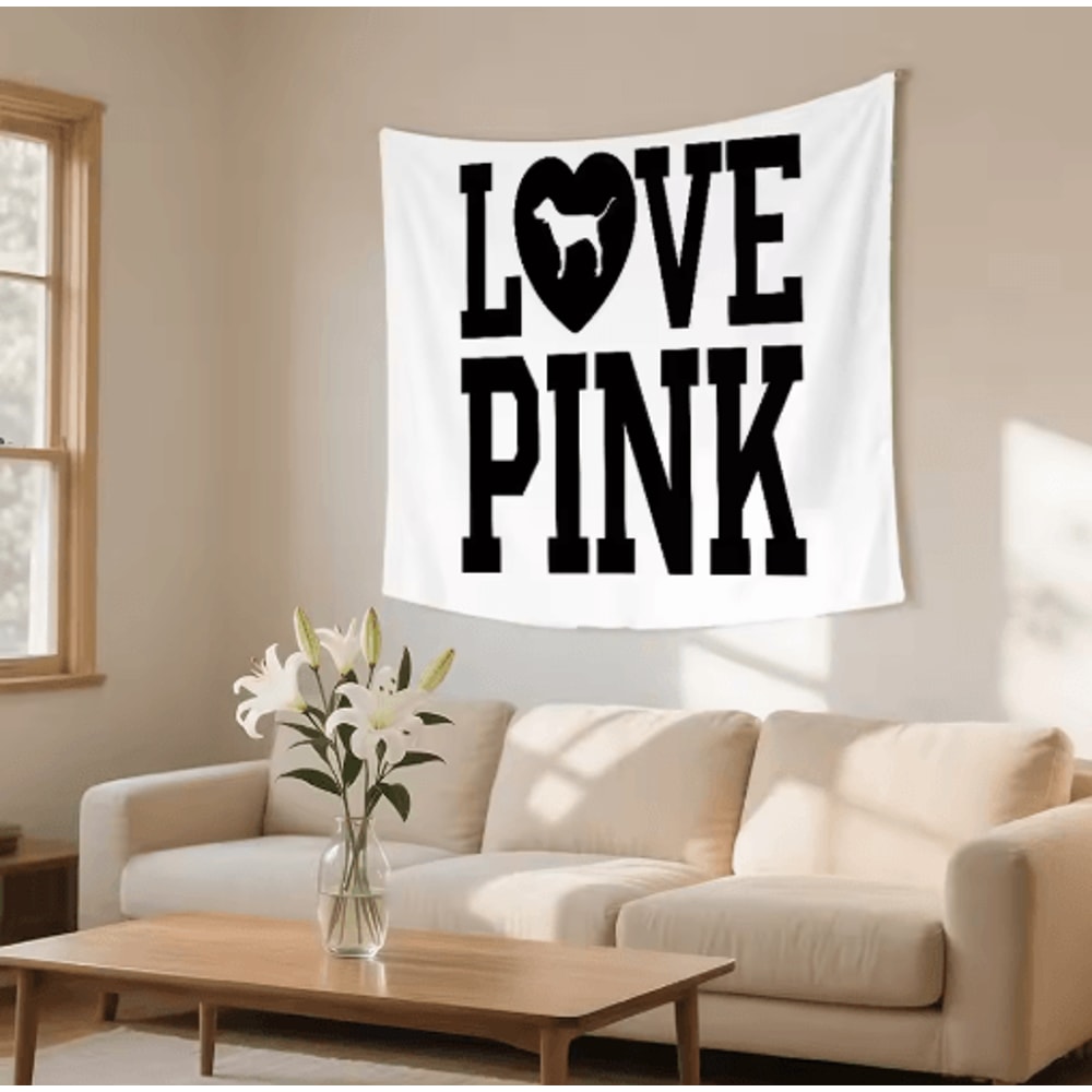 BlushLove Pink LOVE Tapestry Romantic Wall Hanging For Cozy Bedroom Decor 5