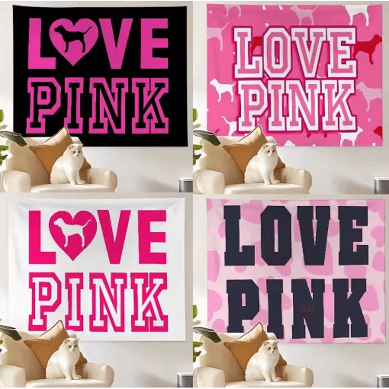 BlushLove Pink LOVE Tapestry Romantic Wall Hanging For Cozy Bedroom Decor 7