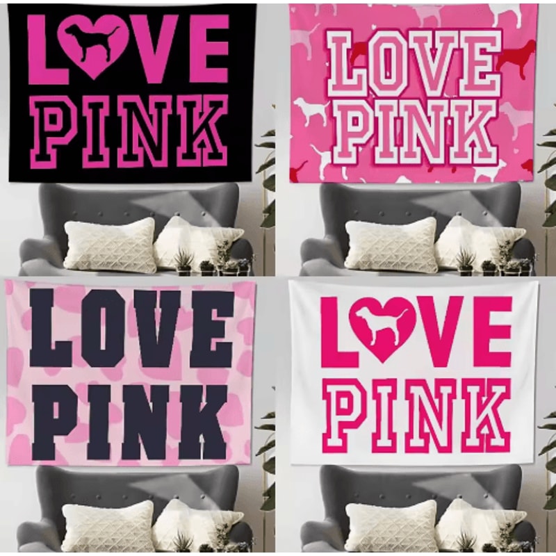 BlushLove Pink LOVE Tapestry Romantic Wall Hanging For Cozy Bedroom Decor 8