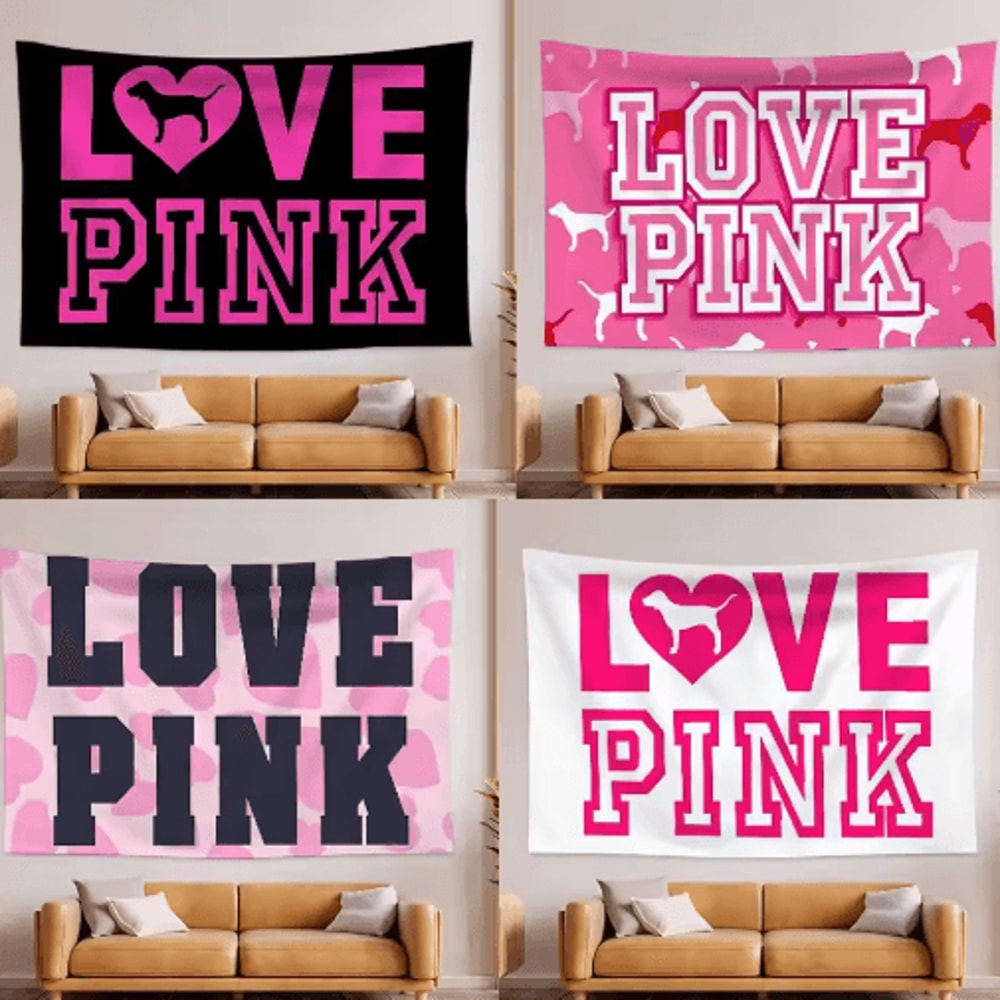 BlushLove Pink LOVE Tapestry Romantic Wall Hanging For Cozy Bedroom Decor 0