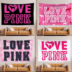 blushlove pink love tapestry – romantic wall hanging for cozy bedroom decor