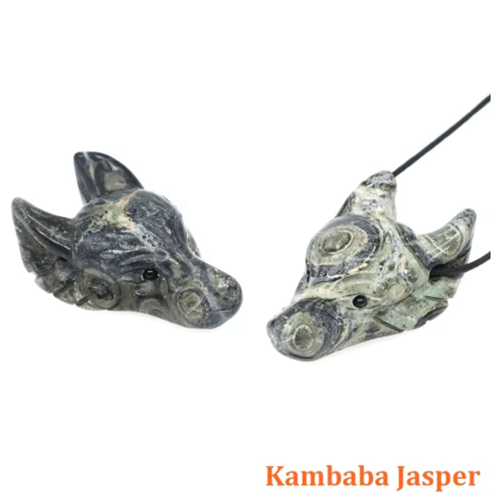 SpiritWolf Crystal Wolf Head Pendant HandCarved Gemstone Necklace Charm 13