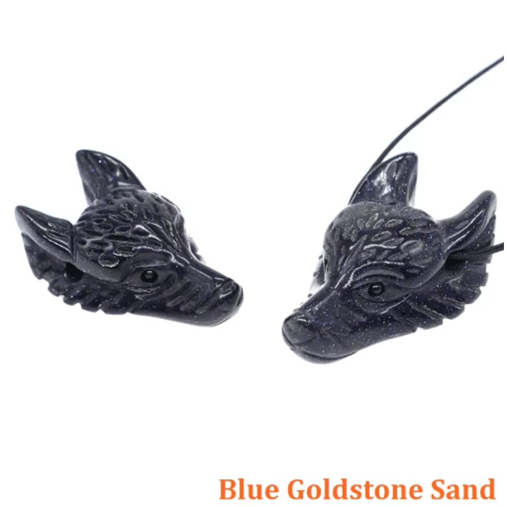 SpiritWolf Crystal Wolf Head Pendant HandCarved Gemstone Necklace Charm 14