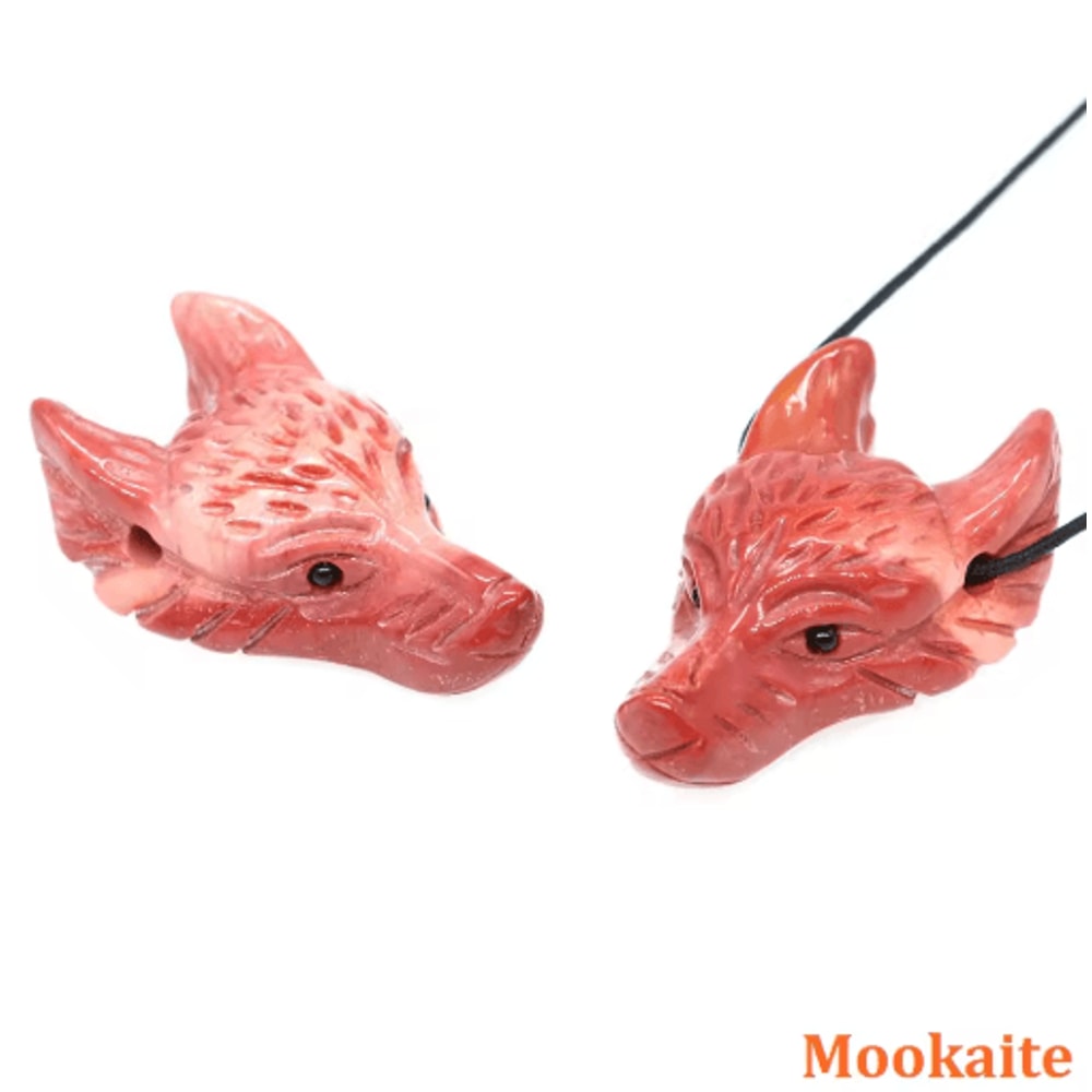 SpiritWolf Crystal Wolf Head Pendant HandCarved Gemstone Necklace Charm 6