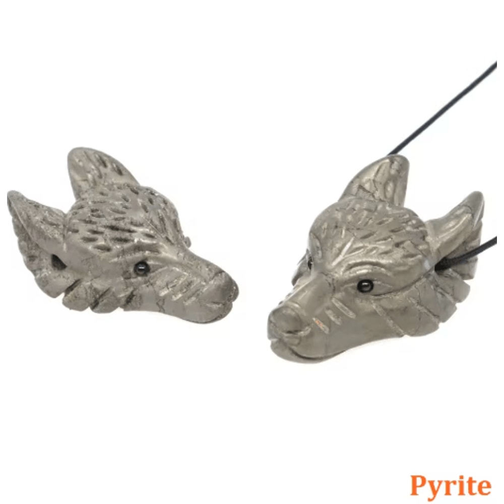 SpiritWolf Crystal Wolf Head Pendant HandCarved Gemstone Necklace Charm 7