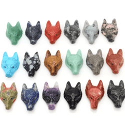 spiritwolf crystal wolf head pendant – hand-carved gemstone necklace charm