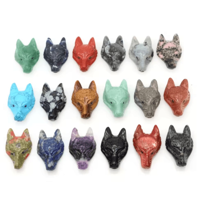 SpiritWolf Crystal Wolf Head Pendant HandCarved Gemstone Necklace Charm 0