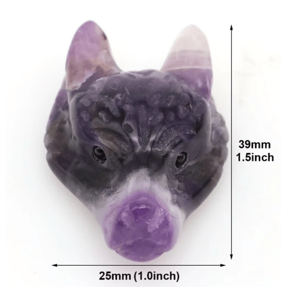 SpiritWolf Crystal Wolf Head Pendant HandCarved Gemstone Necklace Charm 28