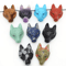 SpiritWolf Crystal Wolf Head Pendant HandCarved Gemstone Necklace Charm 29