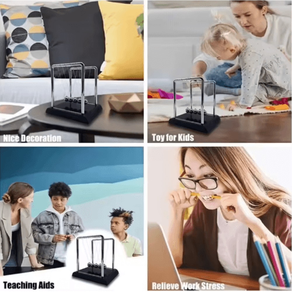 Momentum Flow Newtons Cradle Classic Physics Pendulum Desk Toy Decor 3