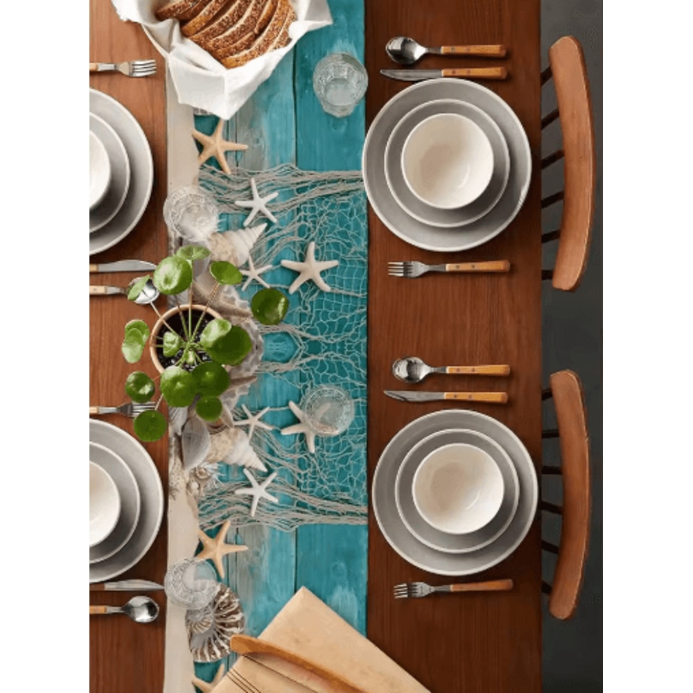CoastalBreeze Beach Table Runner Starfish Ocean Linen Decor For Summer Dining 5