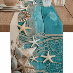 coastalbreeze beach table runner starfish ocean linen decor for summer dining