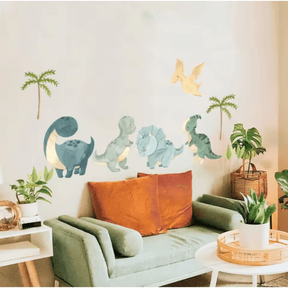 DinoDream Watercolor Dinosaur Wall Decals Jungle Nursery Adventure Decor 4