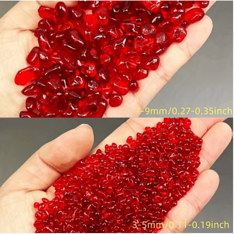 Red Glass Gravel Decorative Chips Vibrant Vase Filler Aquarium Accent Stones 5