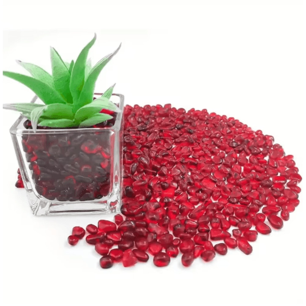 Red Glass Gravel Decorative Chips Vibrant Vase Filler Aquarium Accent Stones 7