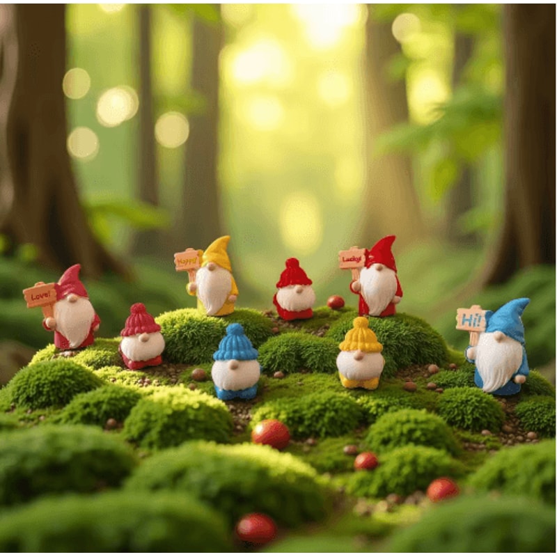 8pcs Mini Garden Gnome Blind Bag Set Cute Dwarf Doll Micro Landscape Ornaments For DIY Decor 0