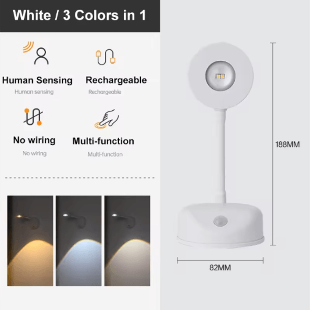 USB Rechargeable Motion Sensor Wall Light Wireless Dimmable LED Spotlight For Pictures Art 4