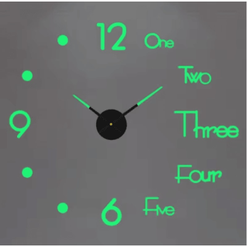 Large 3D DIY Wall Clock Luminous Silent Wall Clock Stickers For Modern Living Room Decor 12
