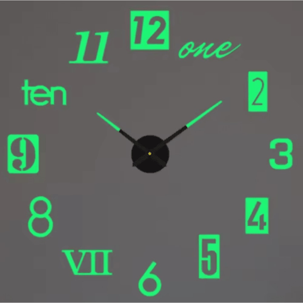 Large 3D DIY Wall Clock Luminous Silent Wall Clock Stickers For Modern Living Room Decor 4