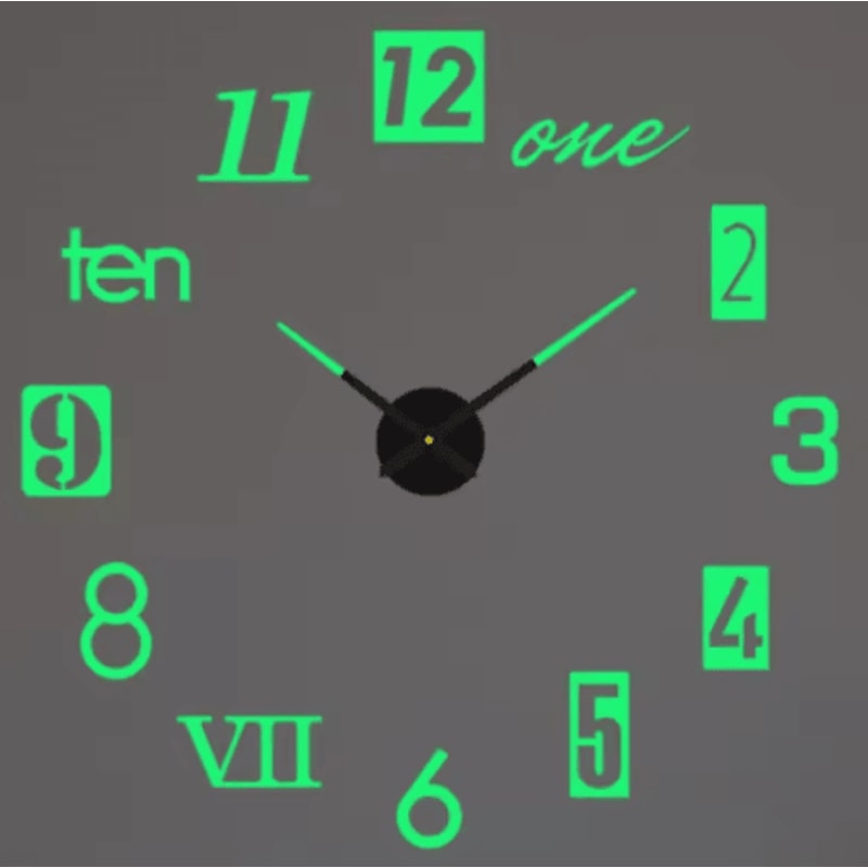 Large 3D DIY Wall Clock Luminous Silent Wall Clock Stickers For Modern Living Room Decor 4