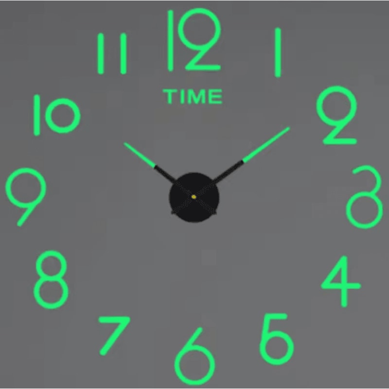 Large 3D DIY Wall Clock Luminous Silent Wall Clock Stickers For Modern Living Room Decor 8