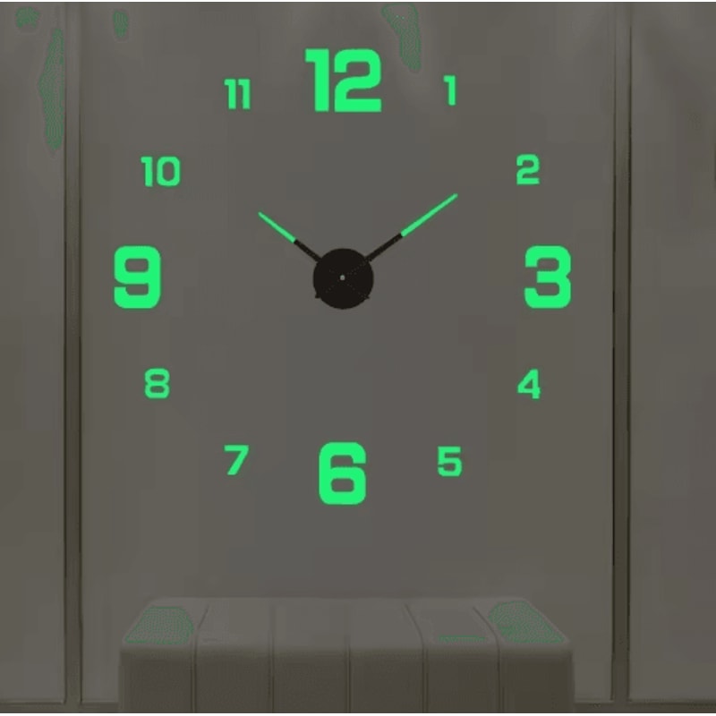 Large 3D DIY Wall Clock Luminous Silent Wall Clock Stickers For Modern Living Room Decor 24