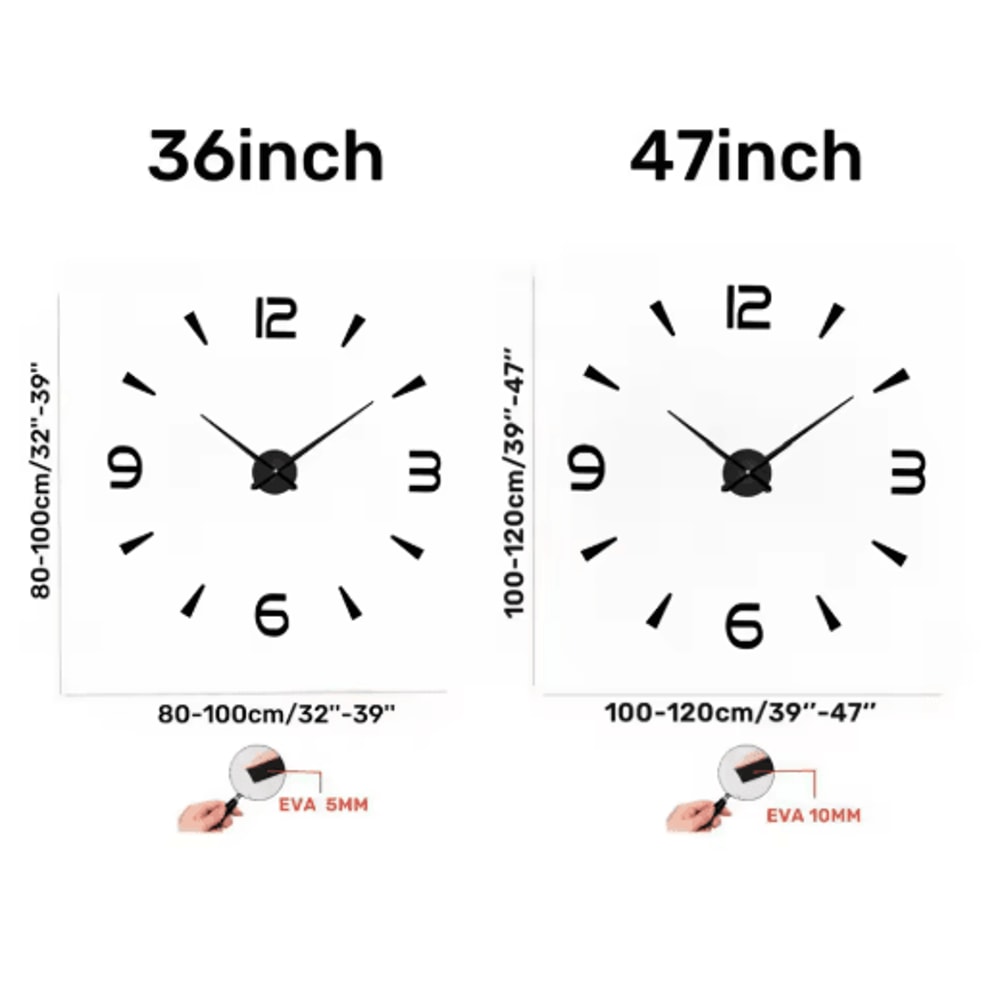Large 3D DIY Wall Clock Luminous Silent Wall Clock Stickers For Modern Living Room Decor 0