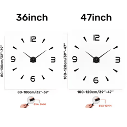 large 3d diy wall clock – luminous silent wall clock stickers for modern living room decor