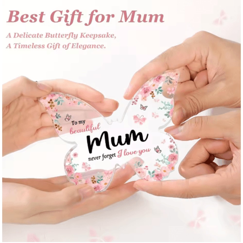 Butterfly Acrylic Plaque Gift For Mum Elegant Keepsake For Birthdays Mothers Day 1