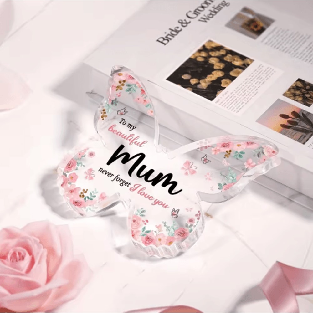 Butterfly Acrylic Plaque Gift For Mum Elegant Keepsake For Birthdays Mothers Day 3