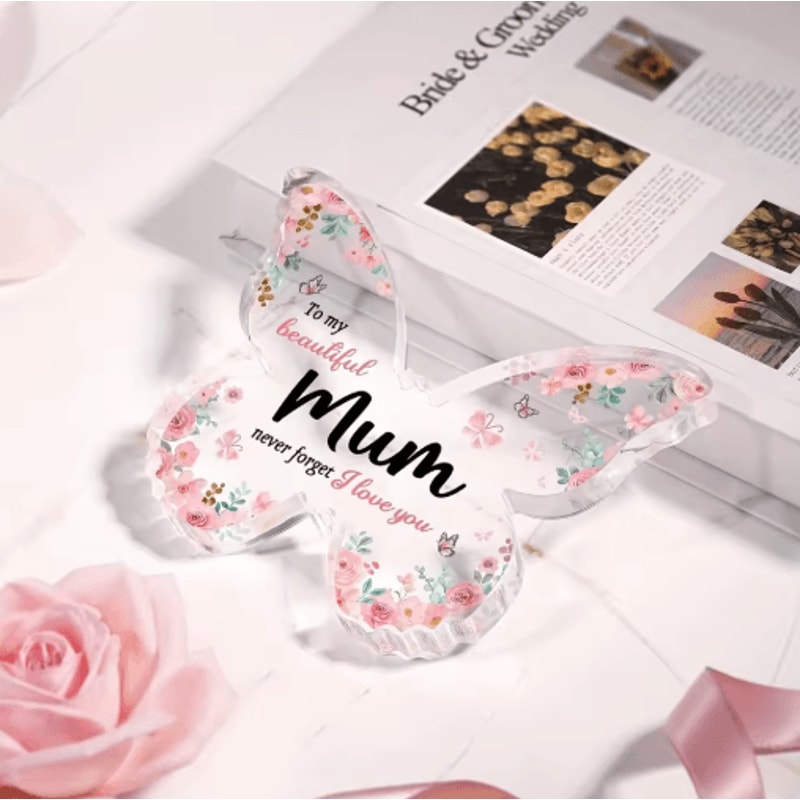 Butterfly Acrylic Plaque Gift For Mum Elegant Keepsake For Birthdays Mothers Day 3
