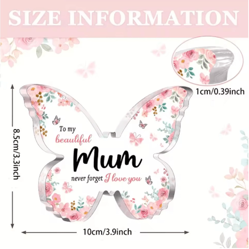Butterfly Acrylic Plaque Gift For Mum Elegant Keepsake For Birthdays Mothers Day 5