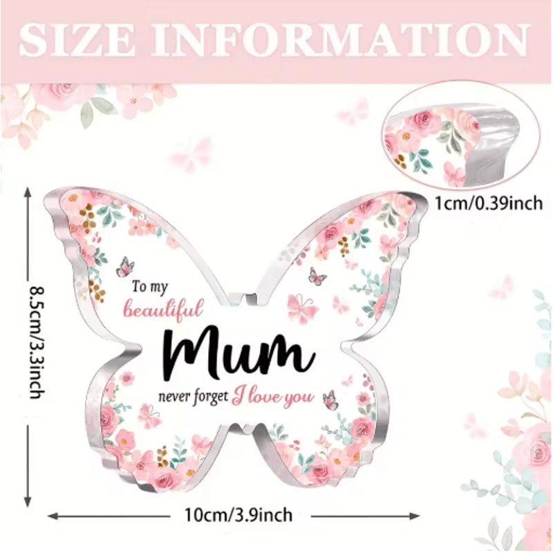 Butterfly Acrylic Plaque Gift For Mum Elegant Keepsake For Birthdays Mothers Day 5
