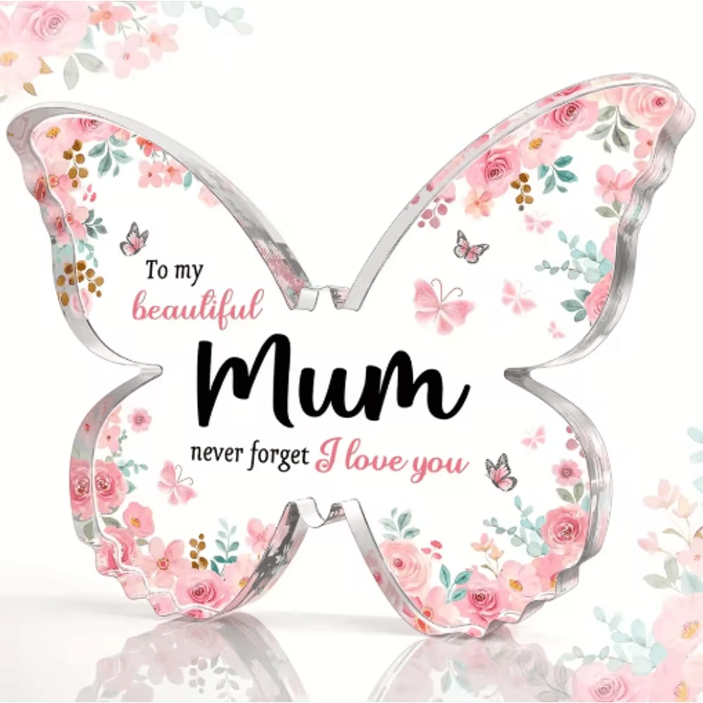 Butterfly Acrylic Plaque Gift For Mum Elegant Keepsake For Birthdays Mothers Day 0
