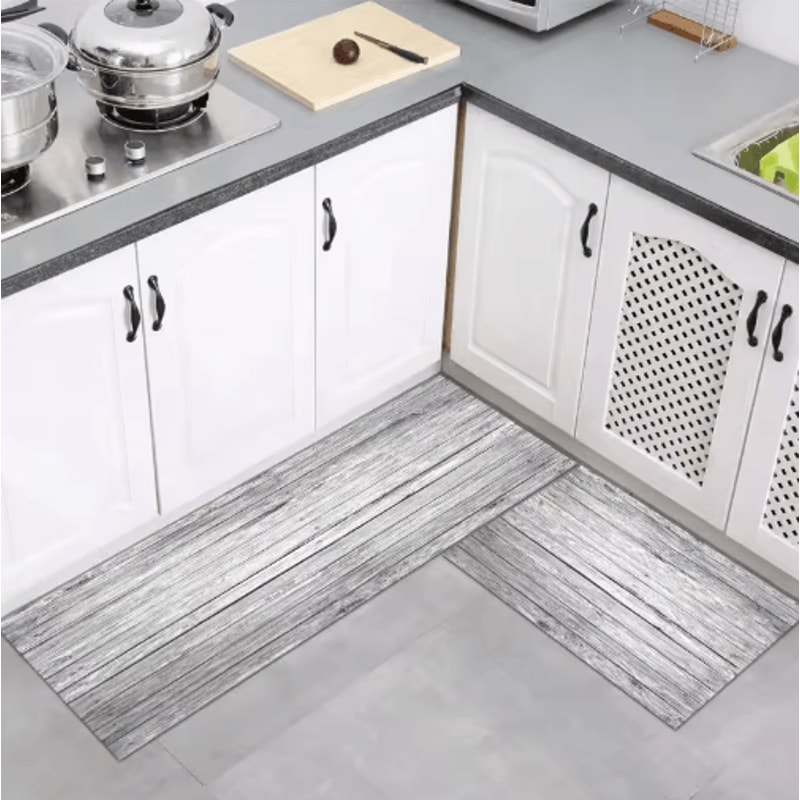 Modern Wood Grain Floor Mat Non Slip Decorative Rug For Kitchen Bathroom Entryway 4