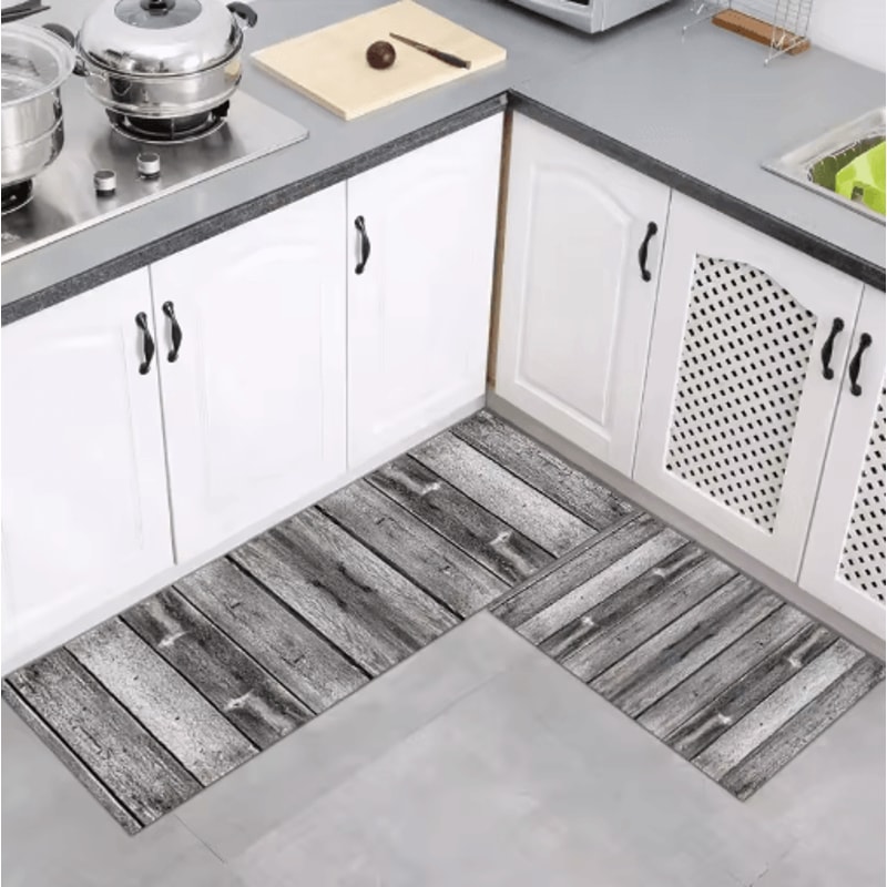 Modern Wood Grain Floor Mat Non Slip Decorative Rug For Kitchen Bathroom Entryway 5
