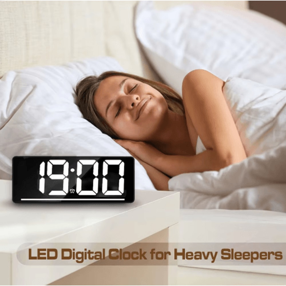 Large Display Digital Alarm Clock LED Desk Clock With Temperature Night Light 5