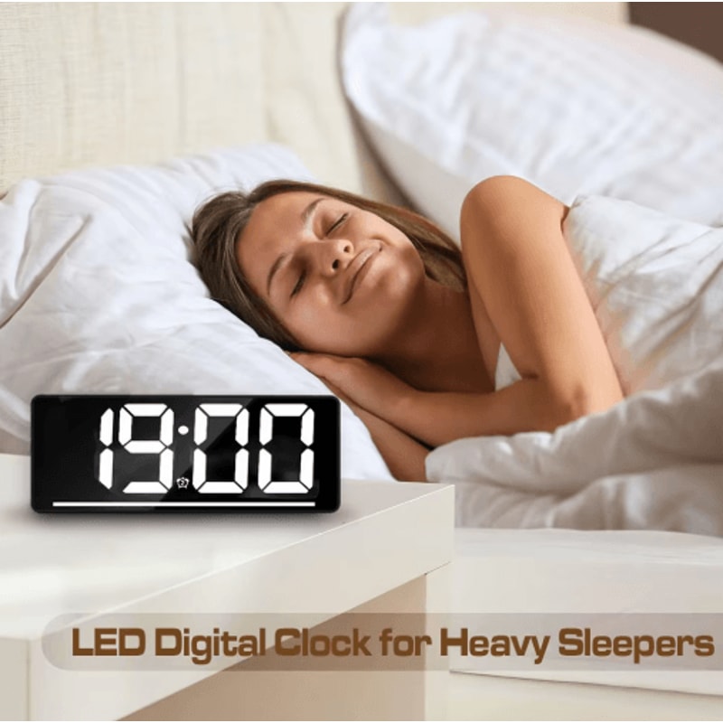 Large Display Digital Alarm Clock LED Desk Clock With Temperature Night Light 5