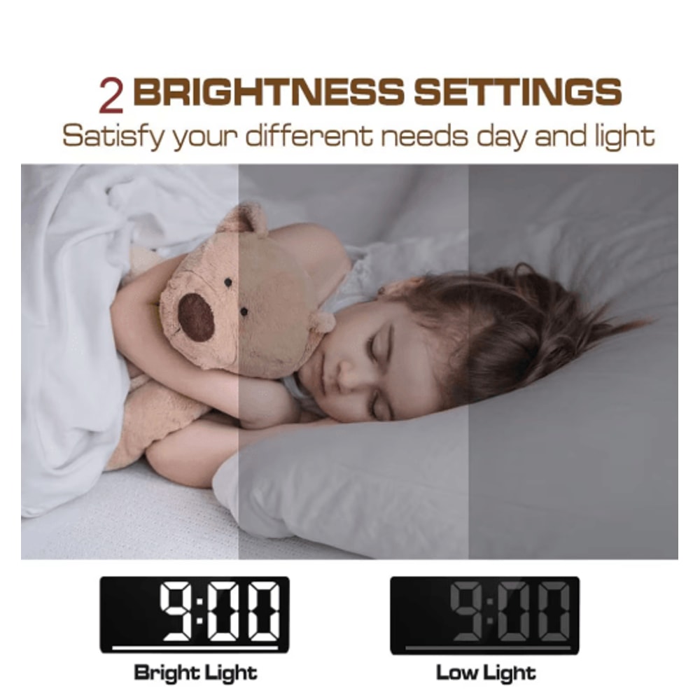 Large Display Digital Alarm Clock LED Desk Clock With Temperature Night Light 6